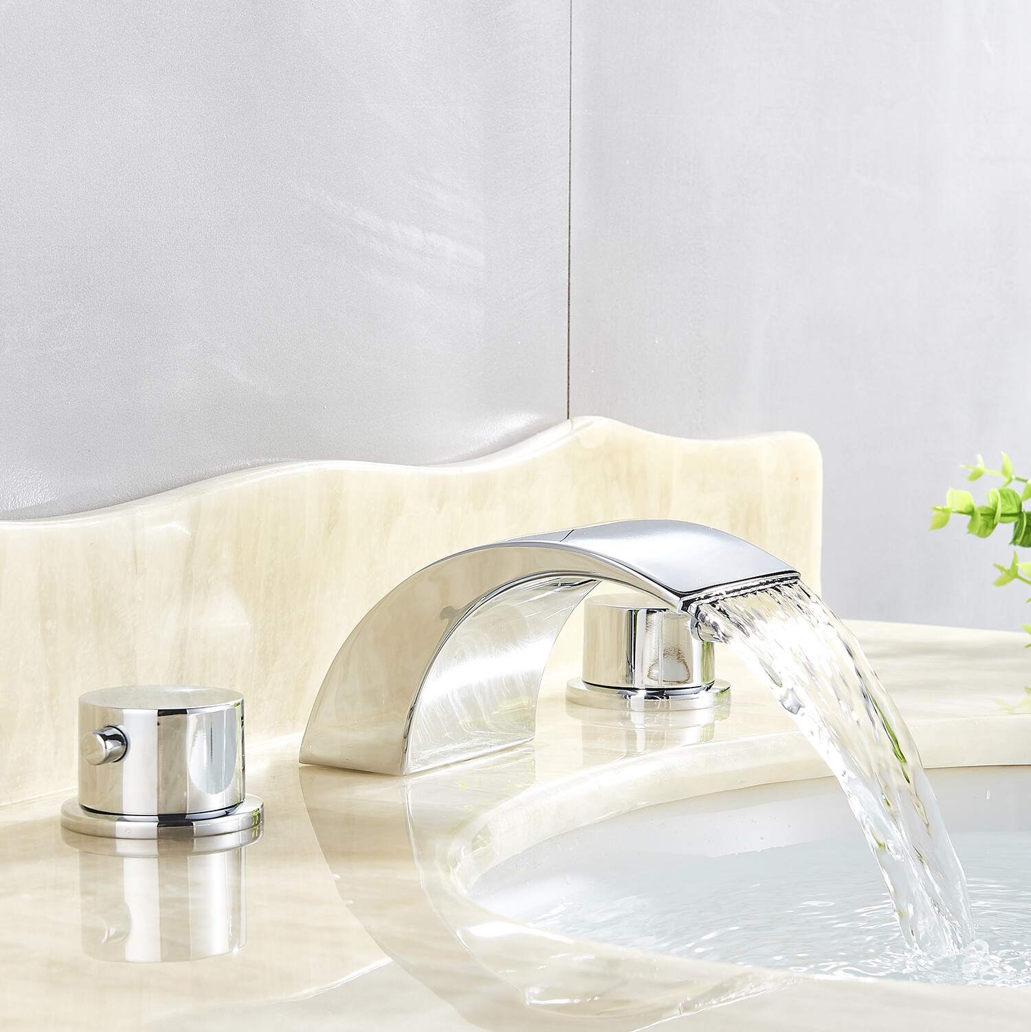 Bathroom Faucet Waterfall 8 inch Widespread Basin Sink Mixer Tap Chrome Finish