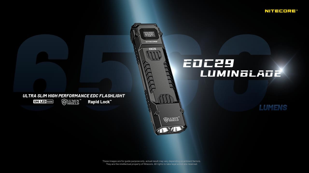 Nitecore EDC29 6500 Lumen USB Rechargeable Slim Body LED Flashlight w/charger