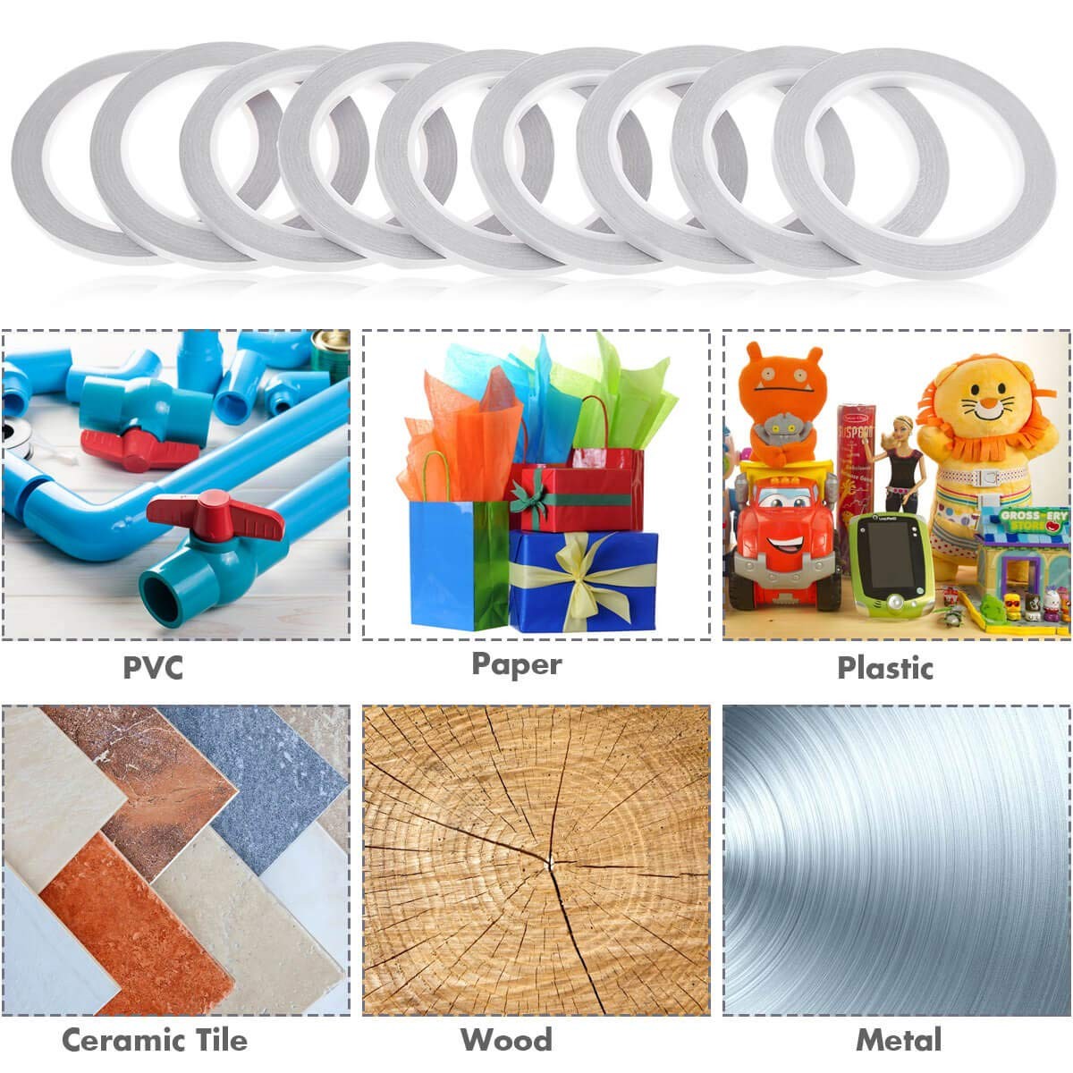 Double Sided Adhesive Tape 9 Rolls 1/4 Inch 25 Yards Card Making Scrapbook DIY