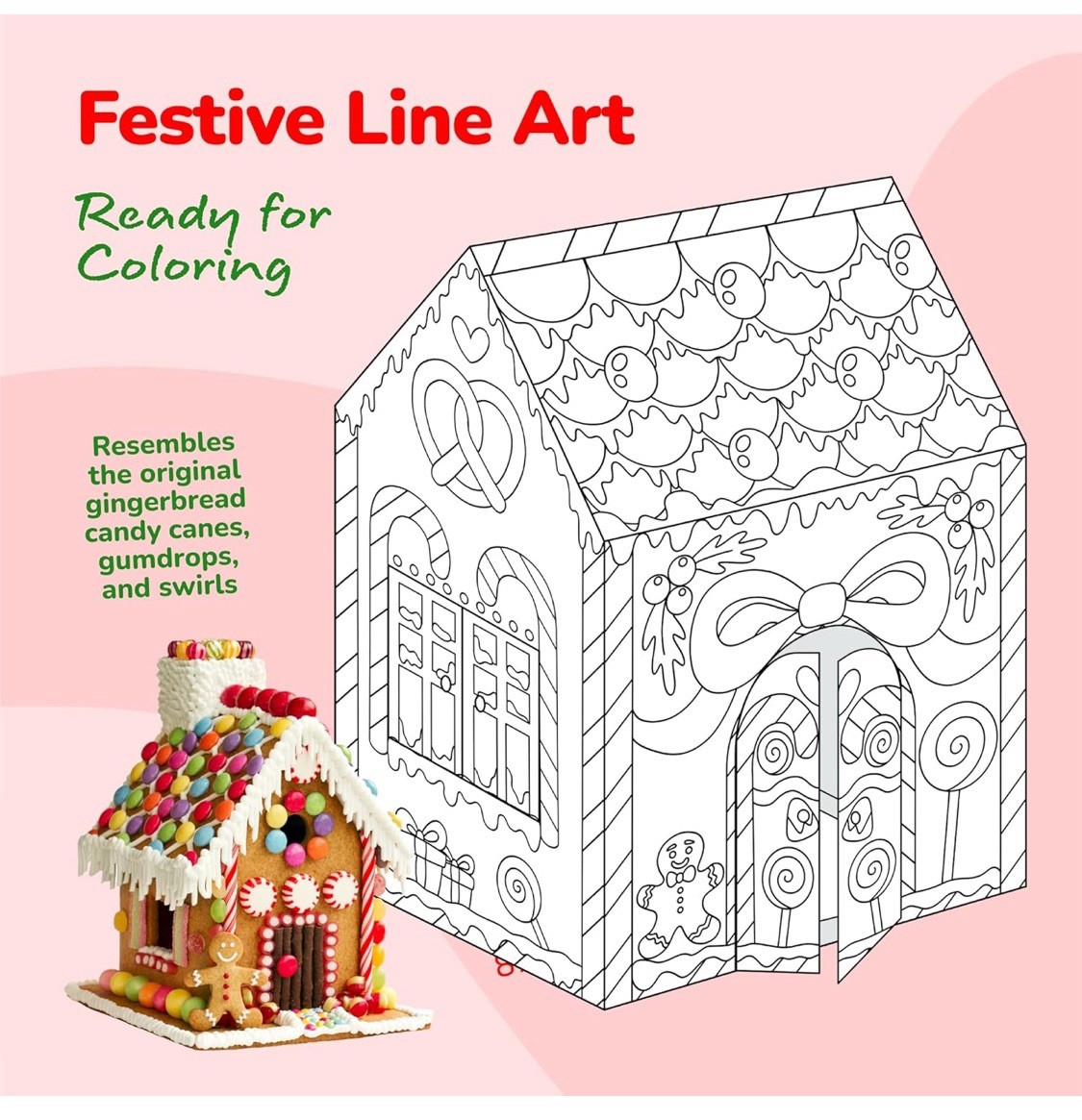 Gingerbread Cardboard Playhouse Kids Coloring Indoor Fun 24 Butter Crayons