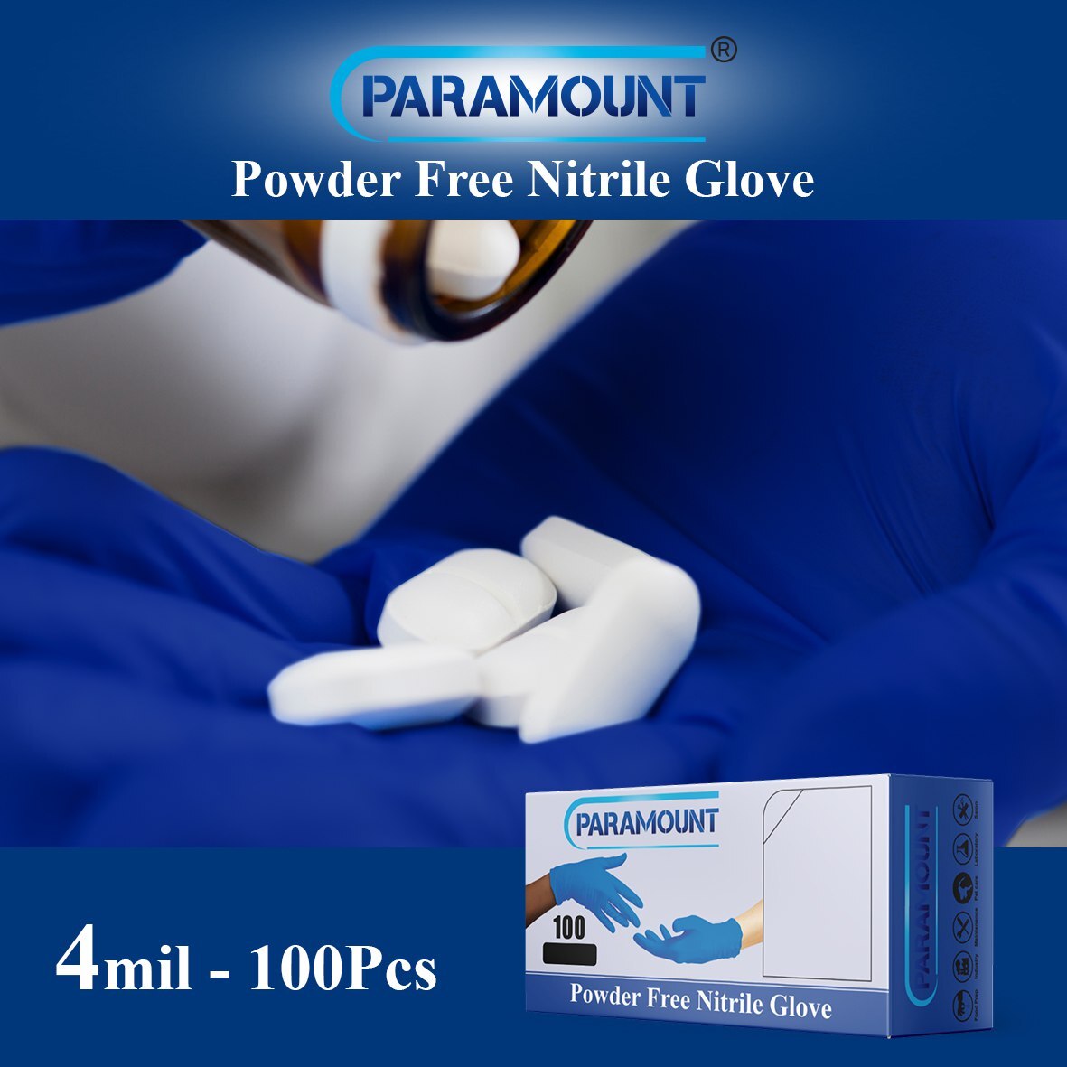 PARAMOUNT® Exam Nitrile Gloves Indigo Blue Powder Free 4mil 1000 PCS