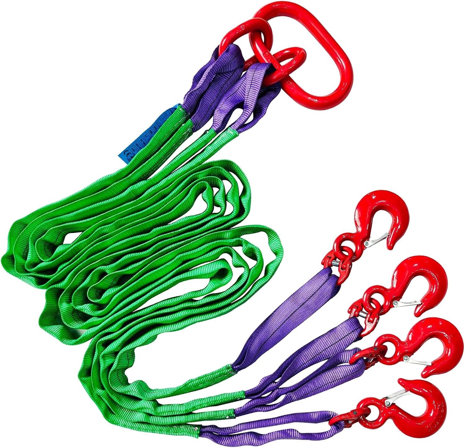Four Leg Bridle Web Sling 7ft 6600lbs Lifting Slings with G80 Grab Hooks