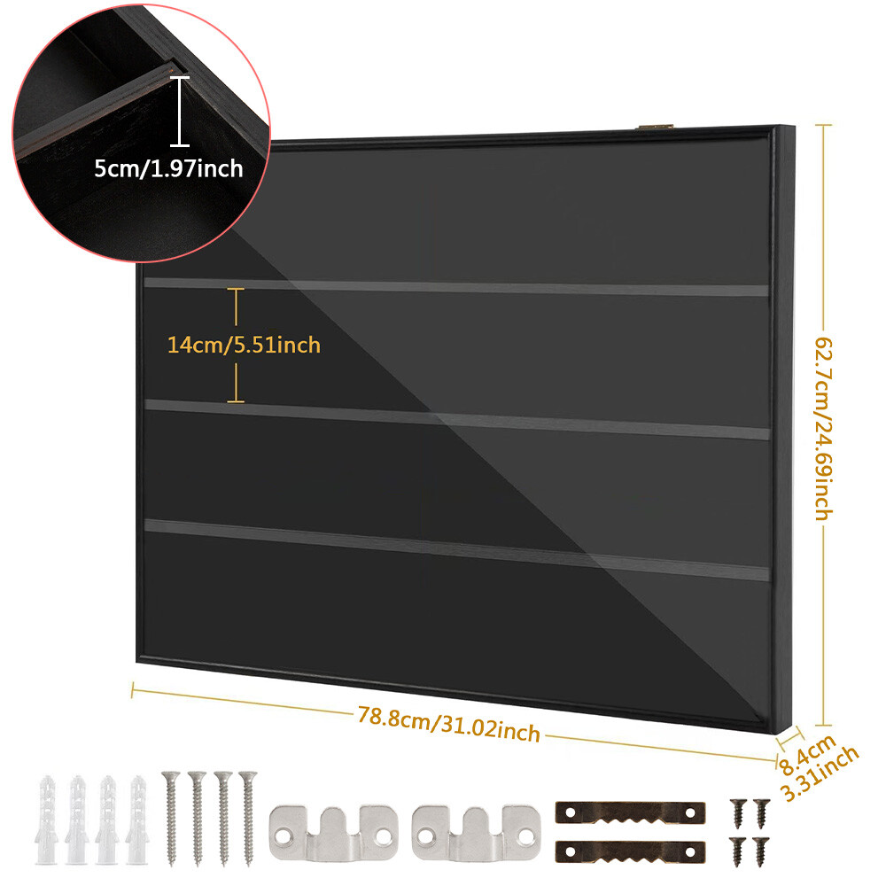 Sports Card Display Case 36 Graded Cards Baseball Wooden Frame UV Protection