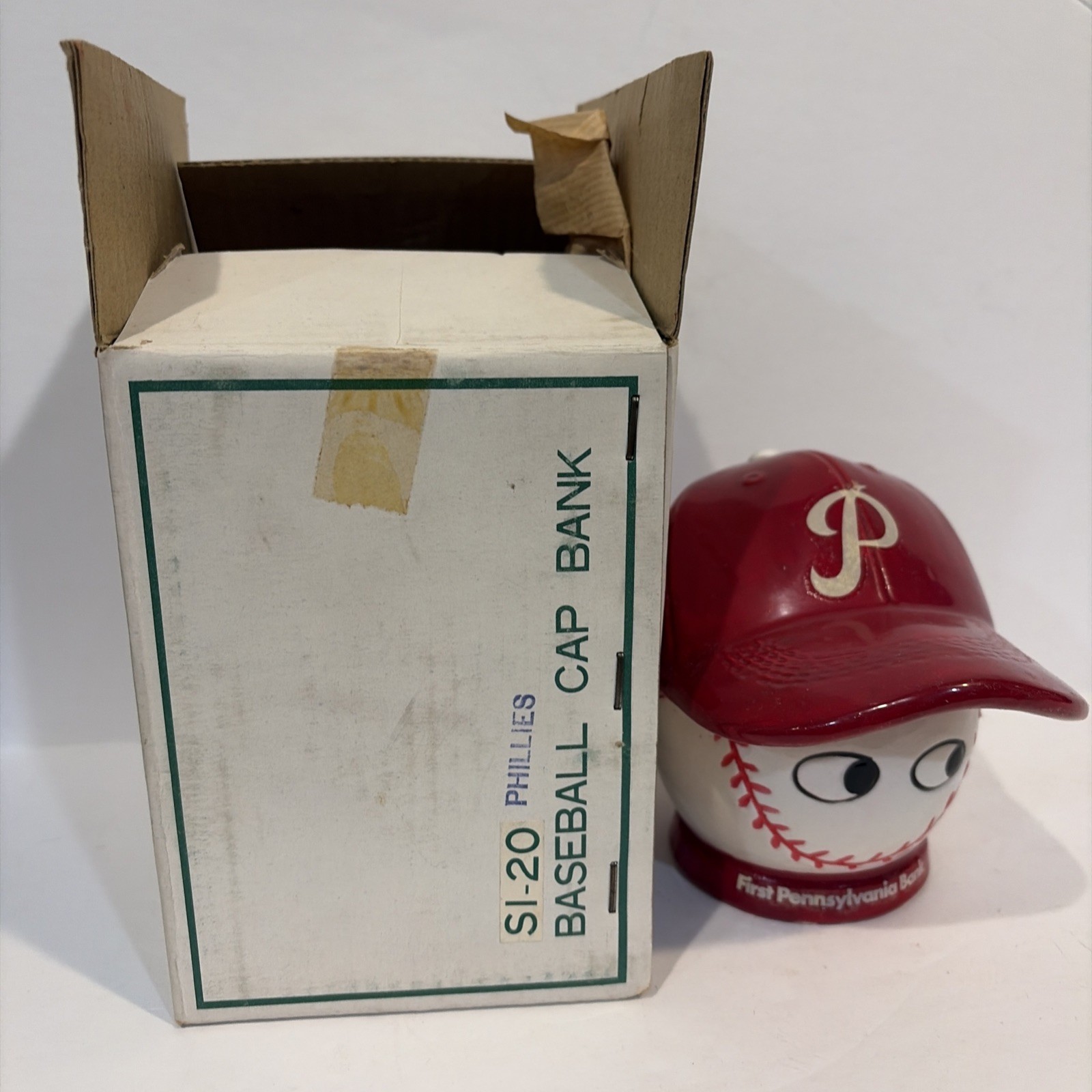 VTG First Pennsylvania Bank Philadelphia Phillies Ceramic Coin Baseball Cap WDWK