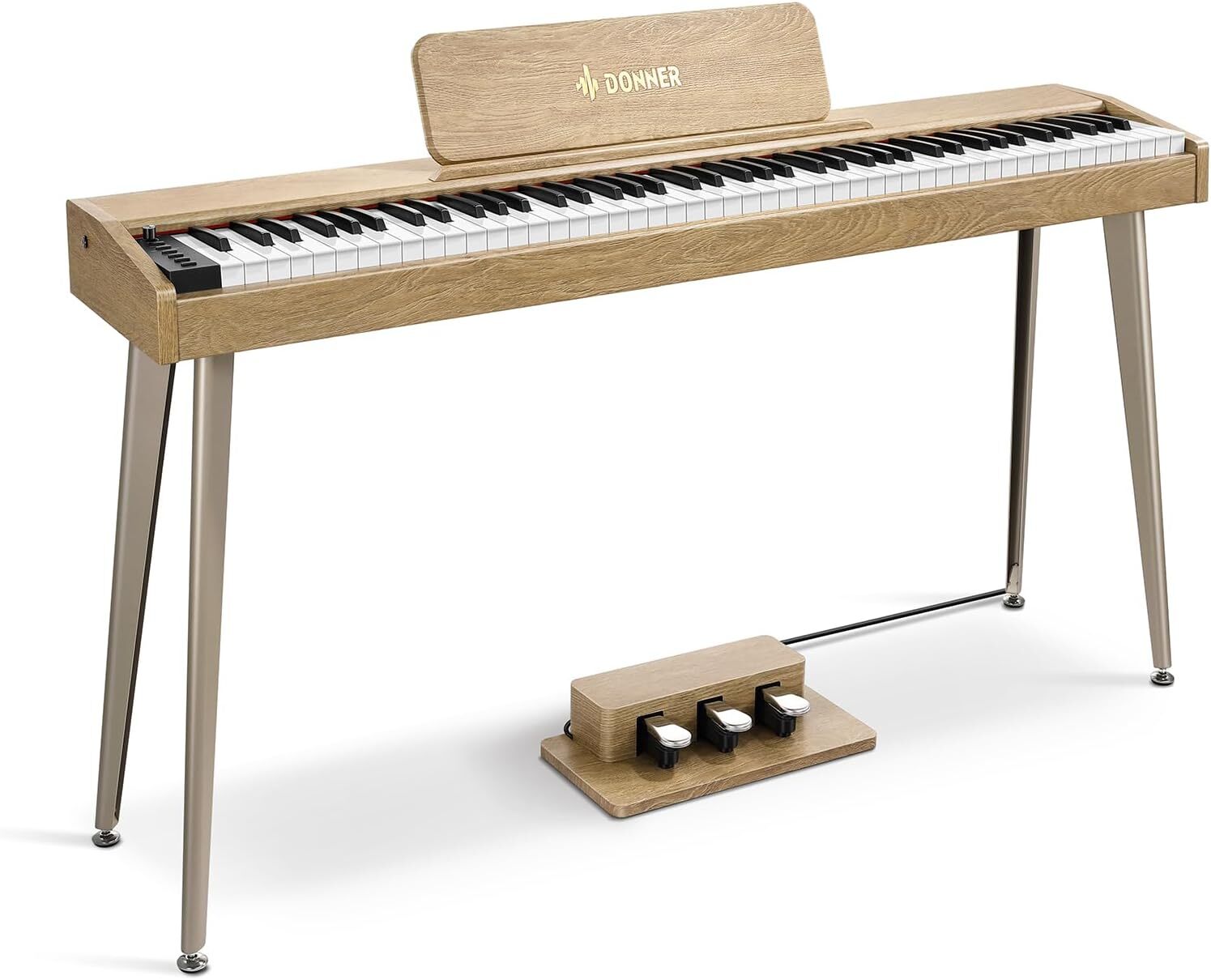 Donner DDP-60 Digital Piano Keyboard with Stand Pedal, Natural