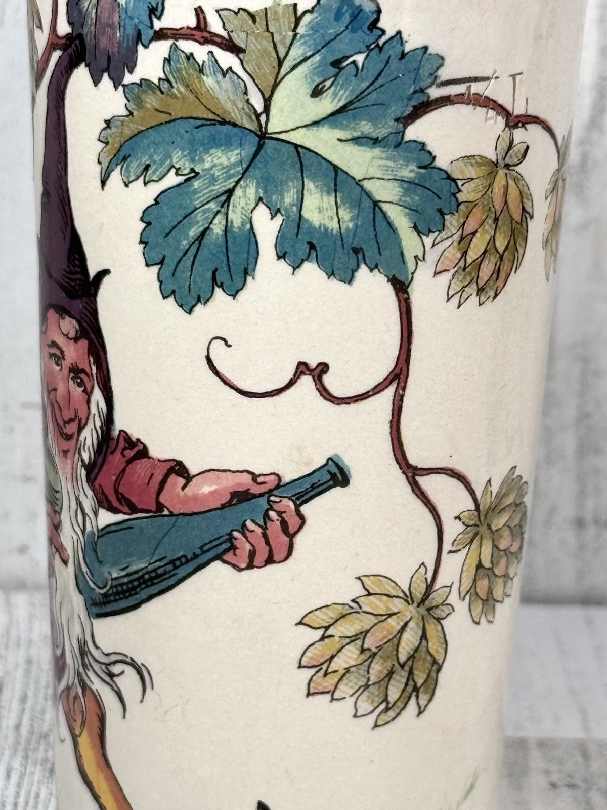 Antique Villeroy & Boch Gnome Mug Germany Hand Painted Stein Vines Beaker 1172