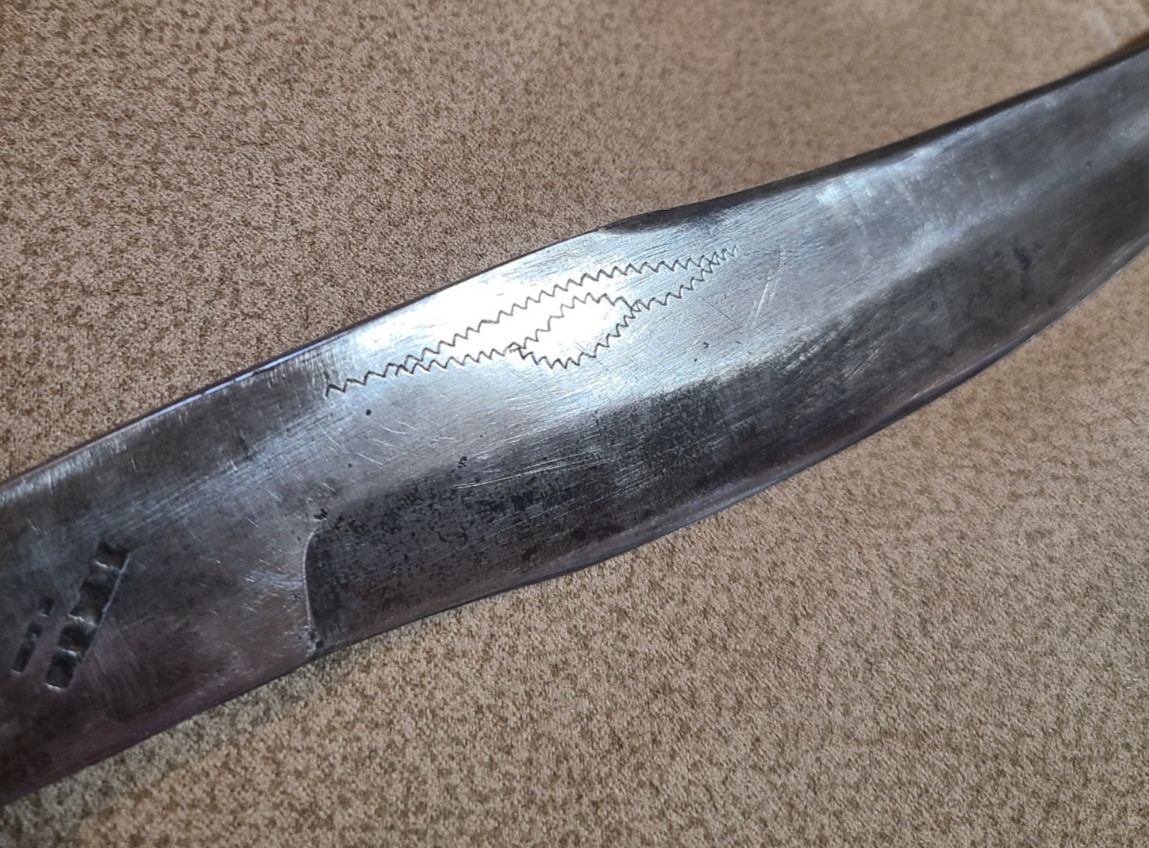 Vintage Scorpion Blade Antique Mexican Knife With Bull Horn Handle Circa 1890's