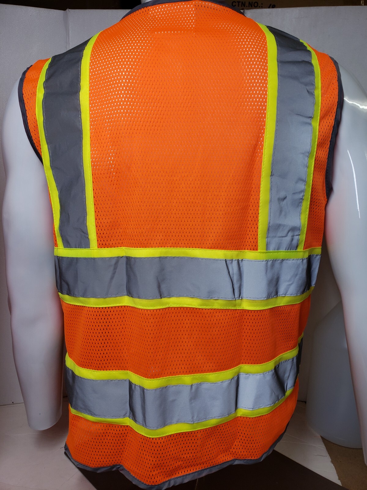 Class 2 Hi Visibility Reflective Orange Safety Vest (Small to 2XL)