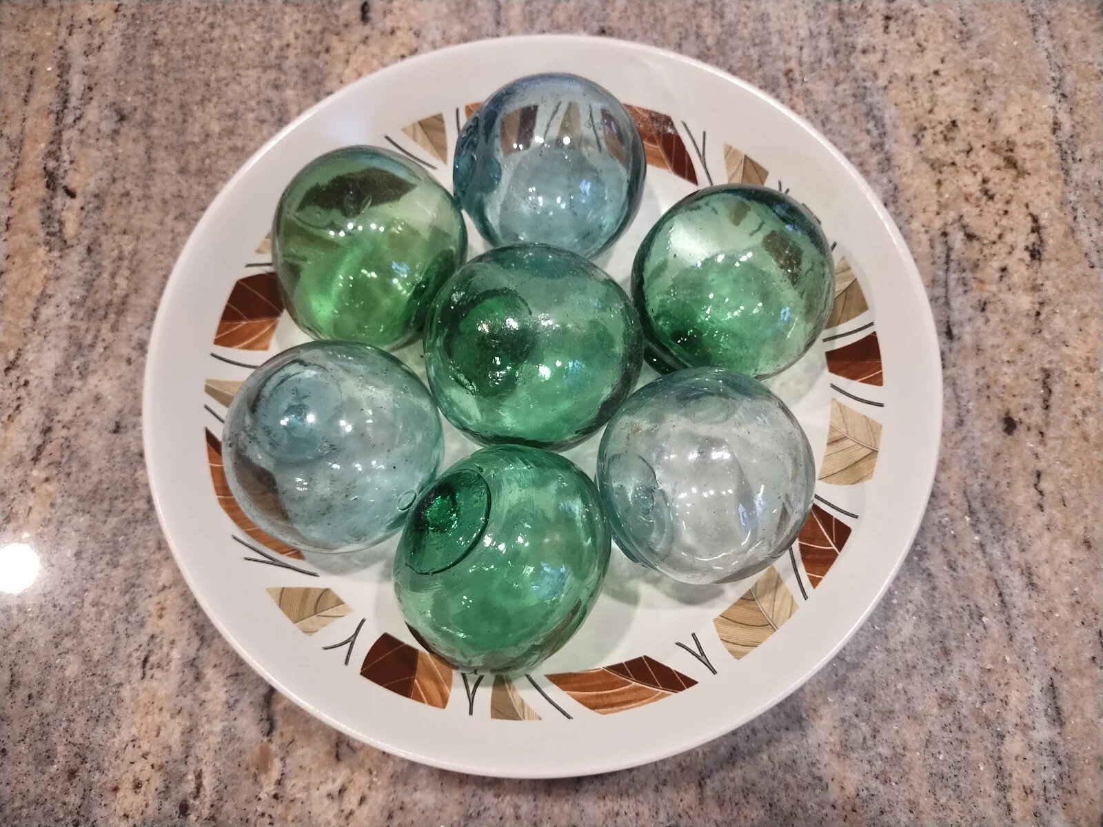 Vintage Japanese Glass Fishing Floats $8.50 each, choose green or bluish tinted
