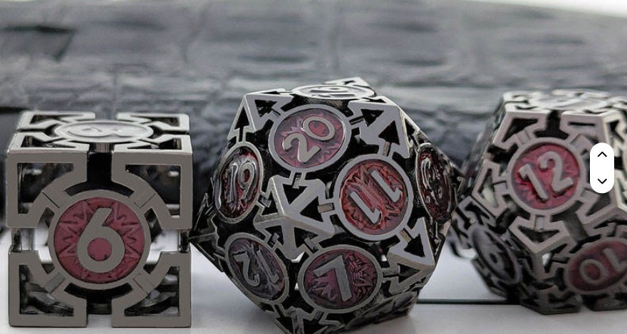 7PCS Hollow Metal Dice Set Polyhedral RPG Dice with Case