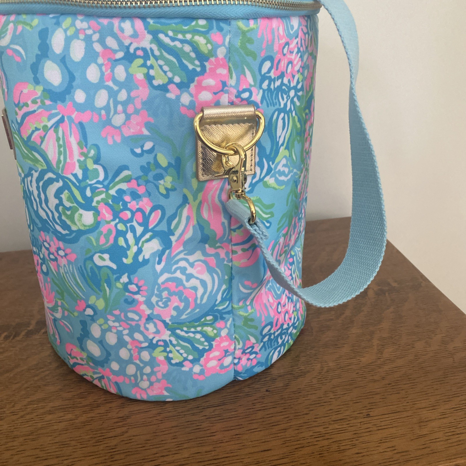 Lilly Pulitzer Insulated Cooler Bag Tote Deep Round Zip Close Tropical Beach