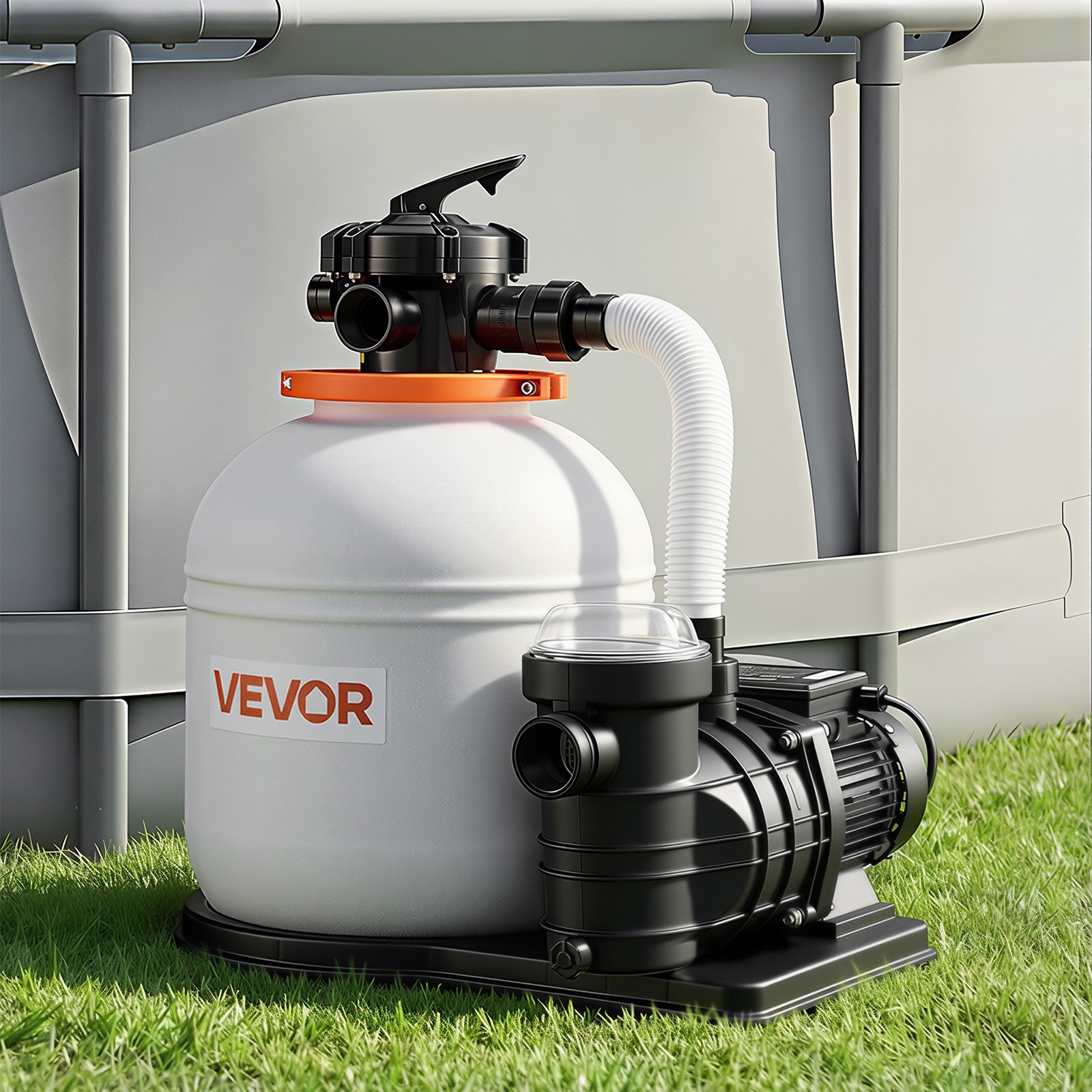 VEVOR FlashPure Sand Filter Pump for Above Ground Pools 16 in 4400 GPH 1HP Timer
