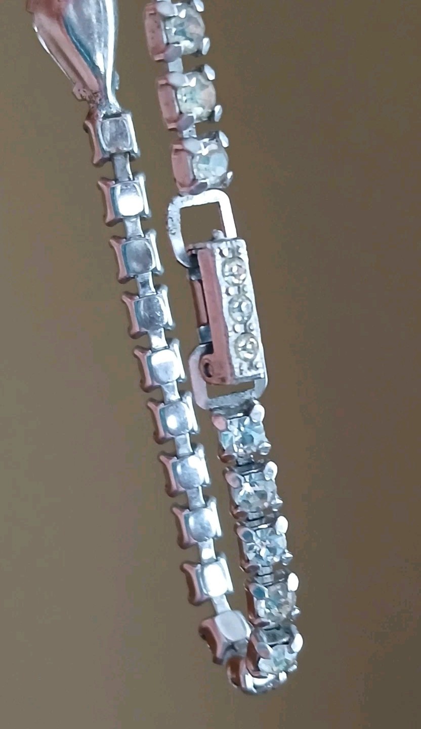 Vintage Joseph Weisner Silvertone Clear Rhinestone Tennis Bracelet 6.5"