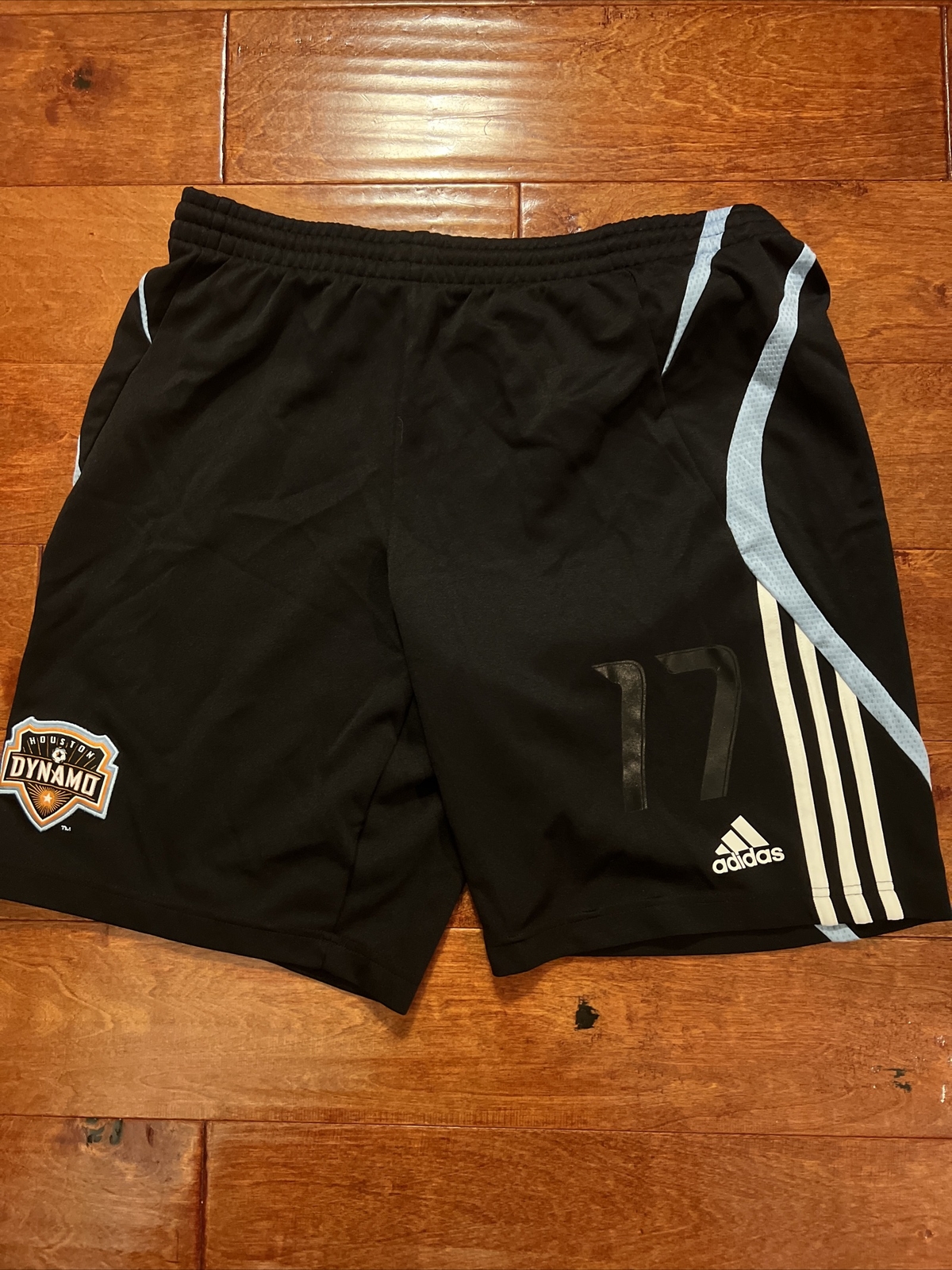 Adidas Houston Dynamo Soccer Shorts Player Issue # 17 Size Large Climacool Black