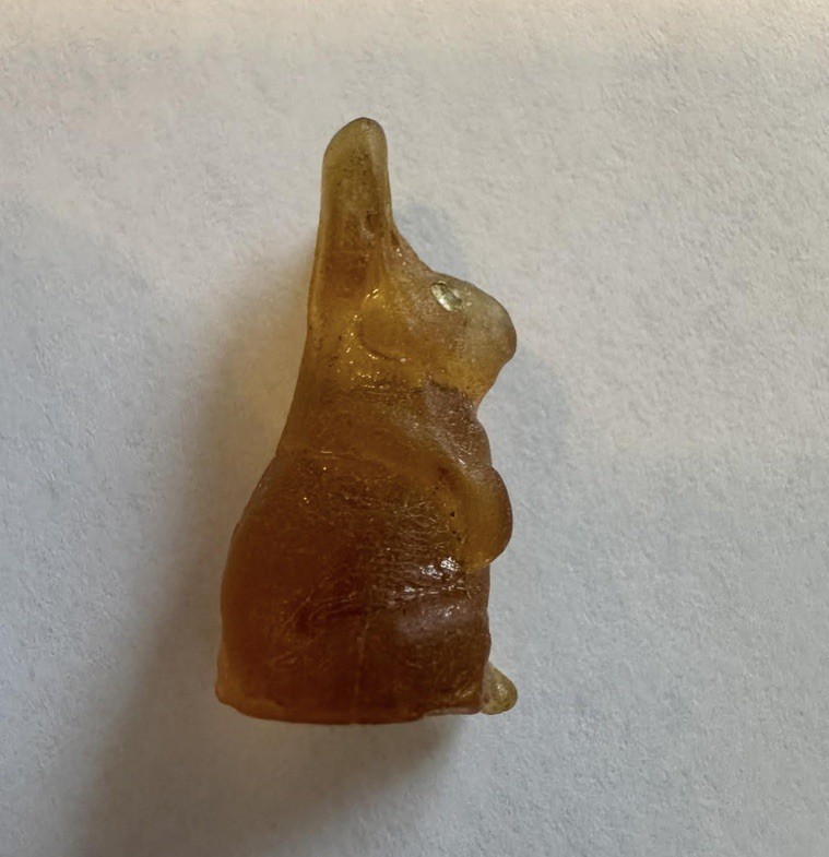 Vintage Czech Glass Bunny Rabbit Apple Juice Cracker Jack AS IS