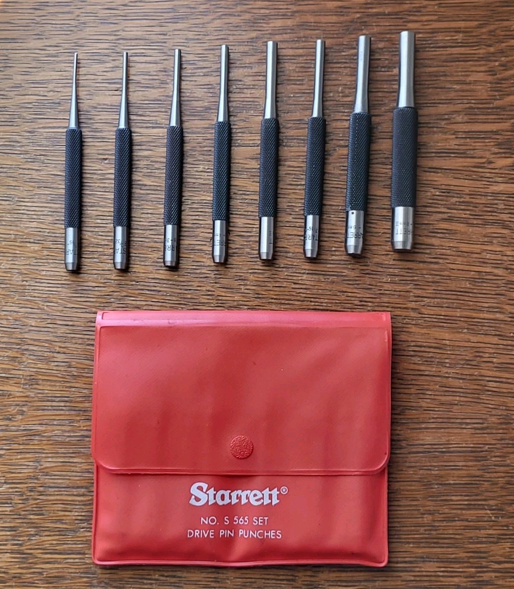 Starrett No. S 565 Drive Pin Punches Set (8) w/Pouch Machinist Tools USA