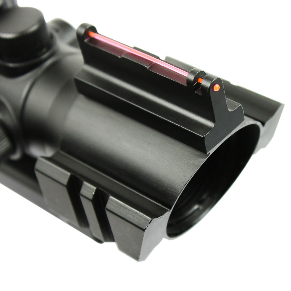 Tactical 4X32 Rifle Scope Fiber Optic Sight & illuminated Chevron Range Recticle
