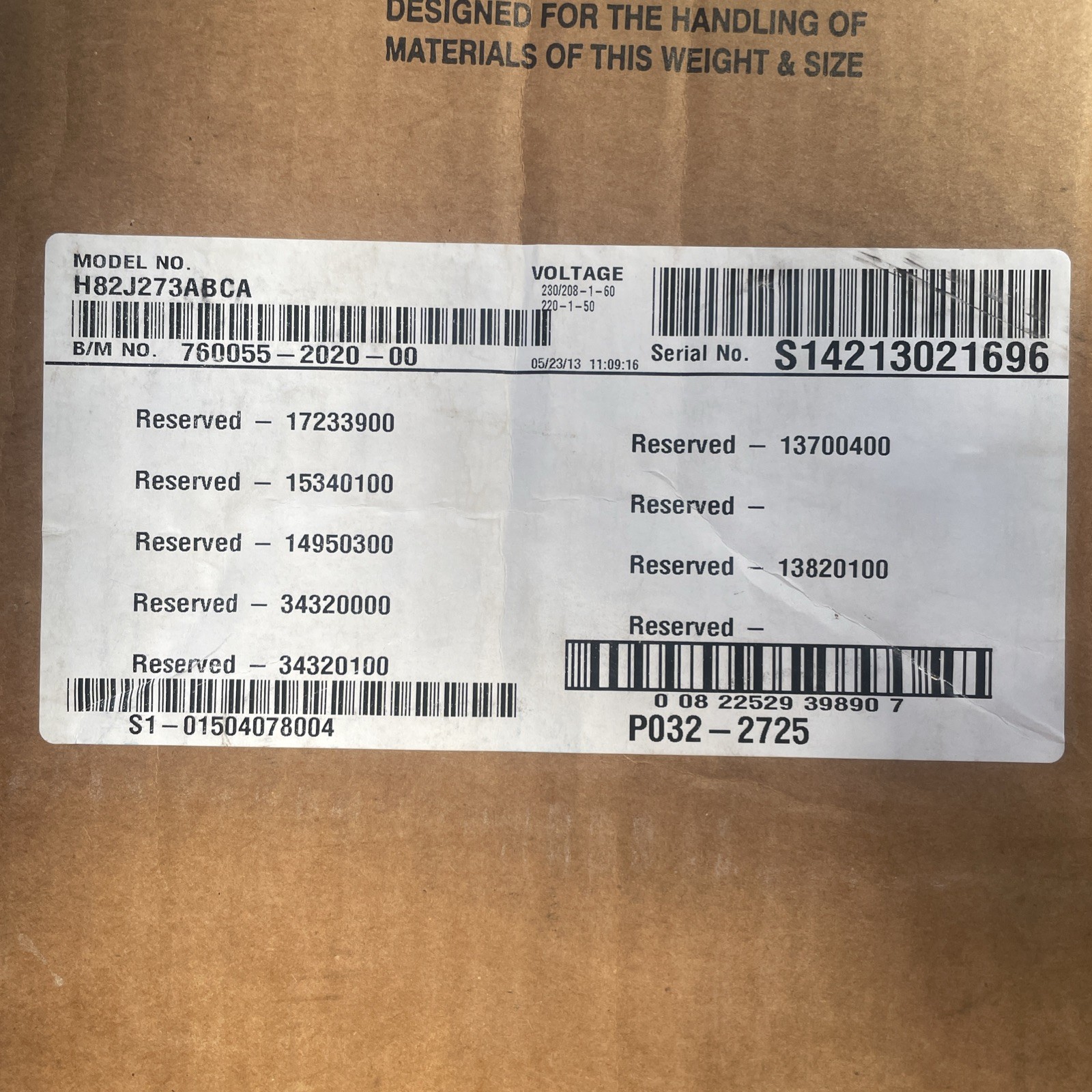 BRISTOL H82J273DBVA 2.5 TON AC/HP HIGH TEMP RECIP COMPRESS/W HEATER (198508)