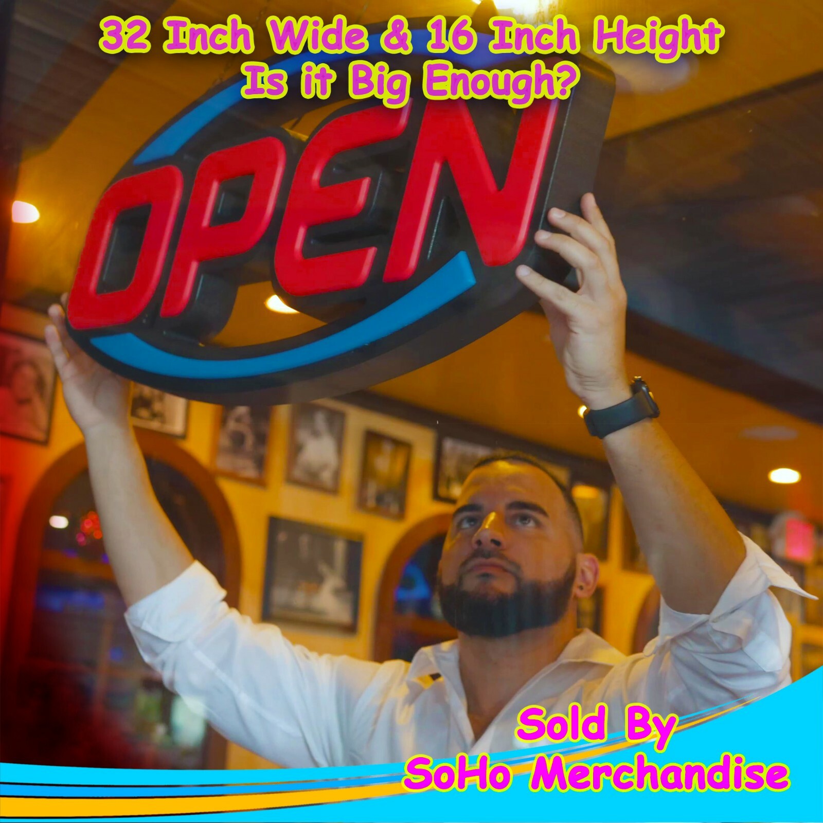 Large LED Open Sign Neon Light Bright for Restaurant Bar Pub Shop Store Business