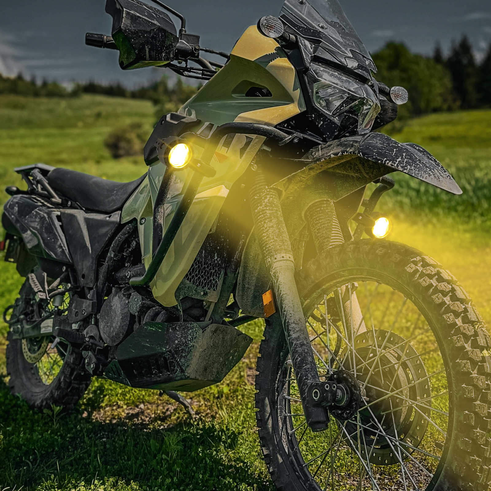 60W LED Auxiliary Driving Lights Mounting Bracket For Kawasaki KLR 650 2019-2024