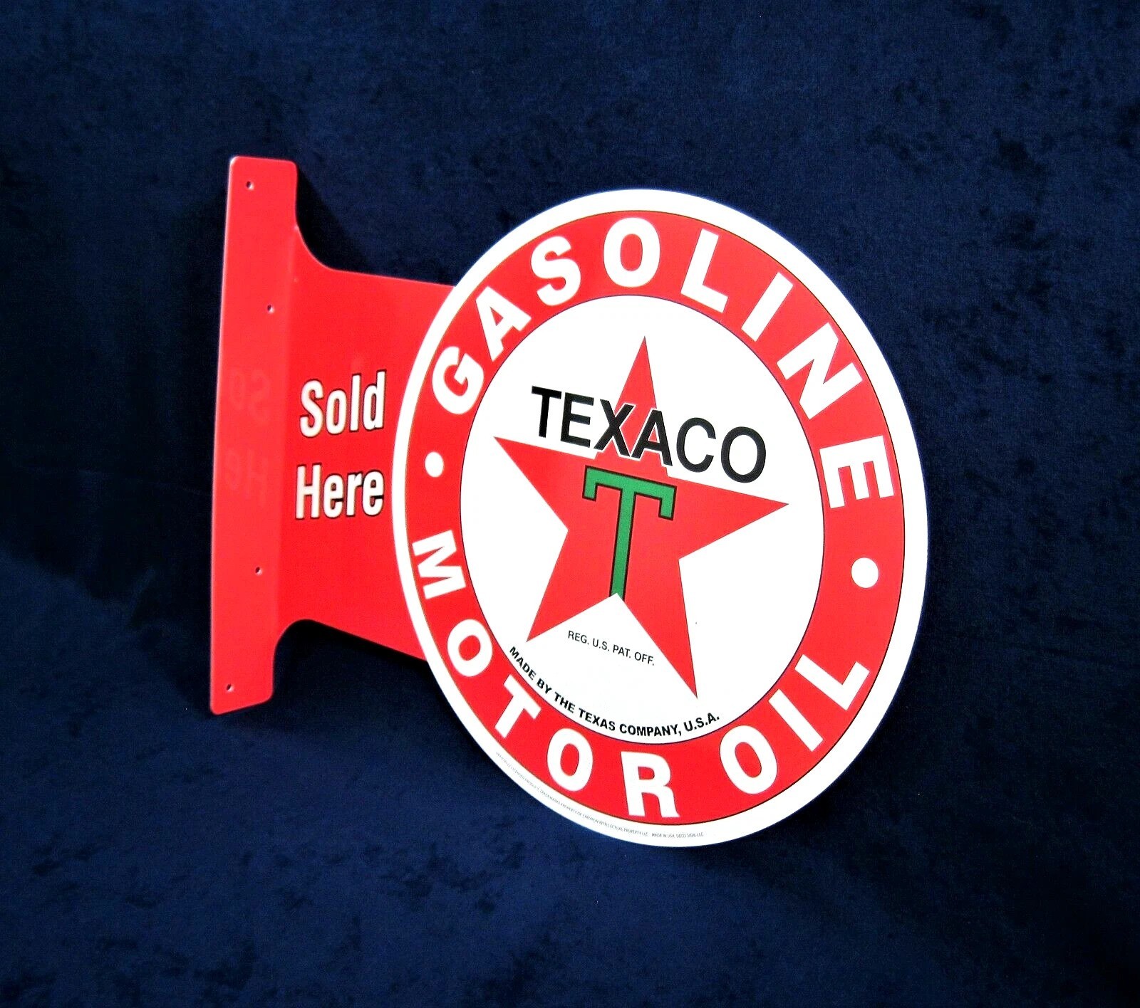 Texaco Gasoline Oil Large Flange Vintage Style Metal Sign | Free Shipping