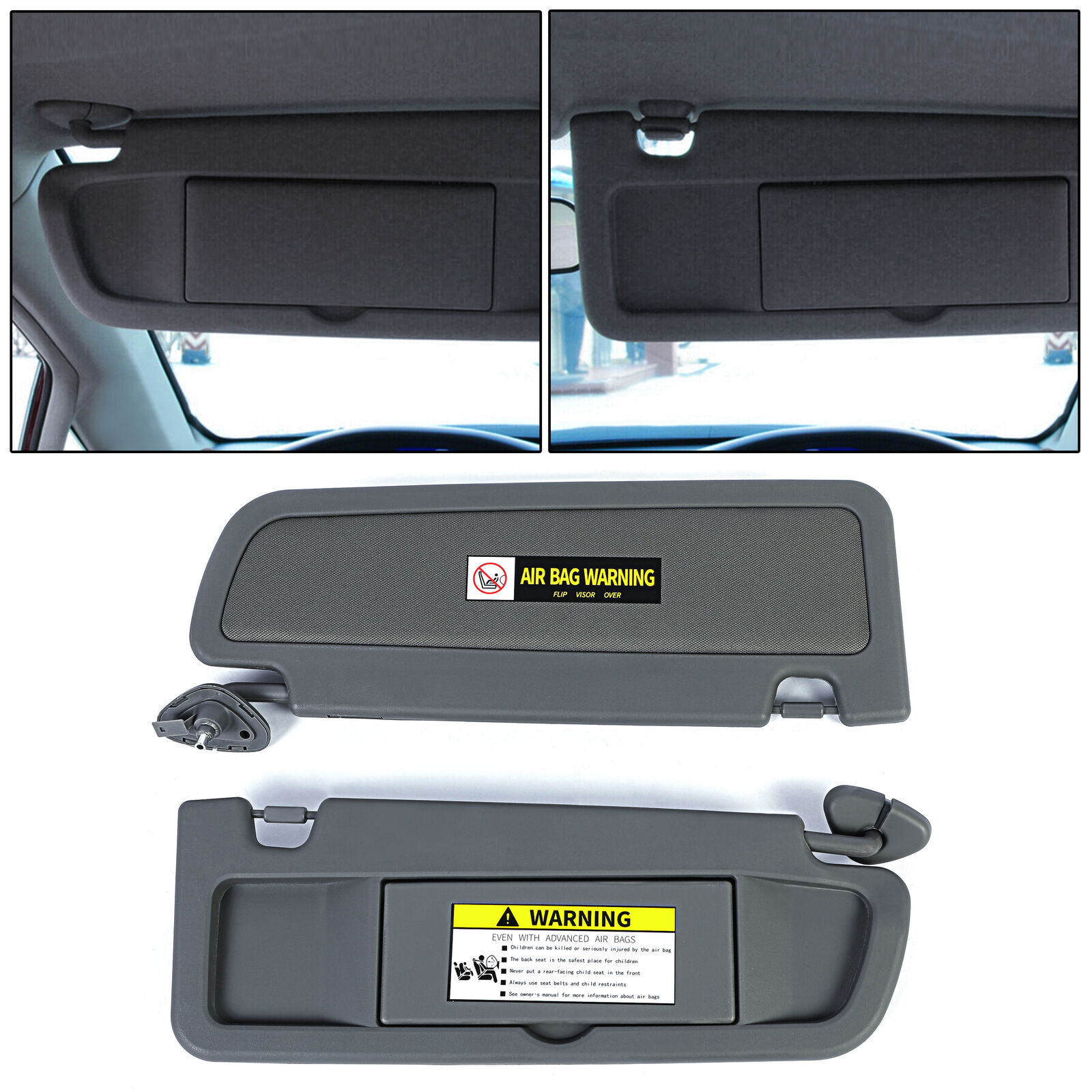 Sun Visor Dark Gray PAIR For 2006-2008 Honda Civic Left & Right Visor SET
