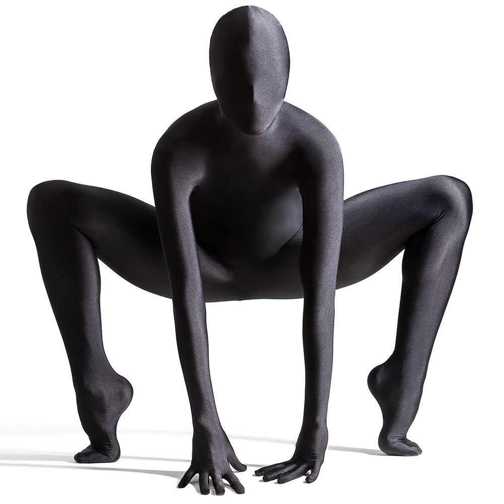 AltSkin ZENTAI SUIT - FULL BODY COSTUME - BLACK ZIPPERED STRETCH SUIT (9 Sizes!)