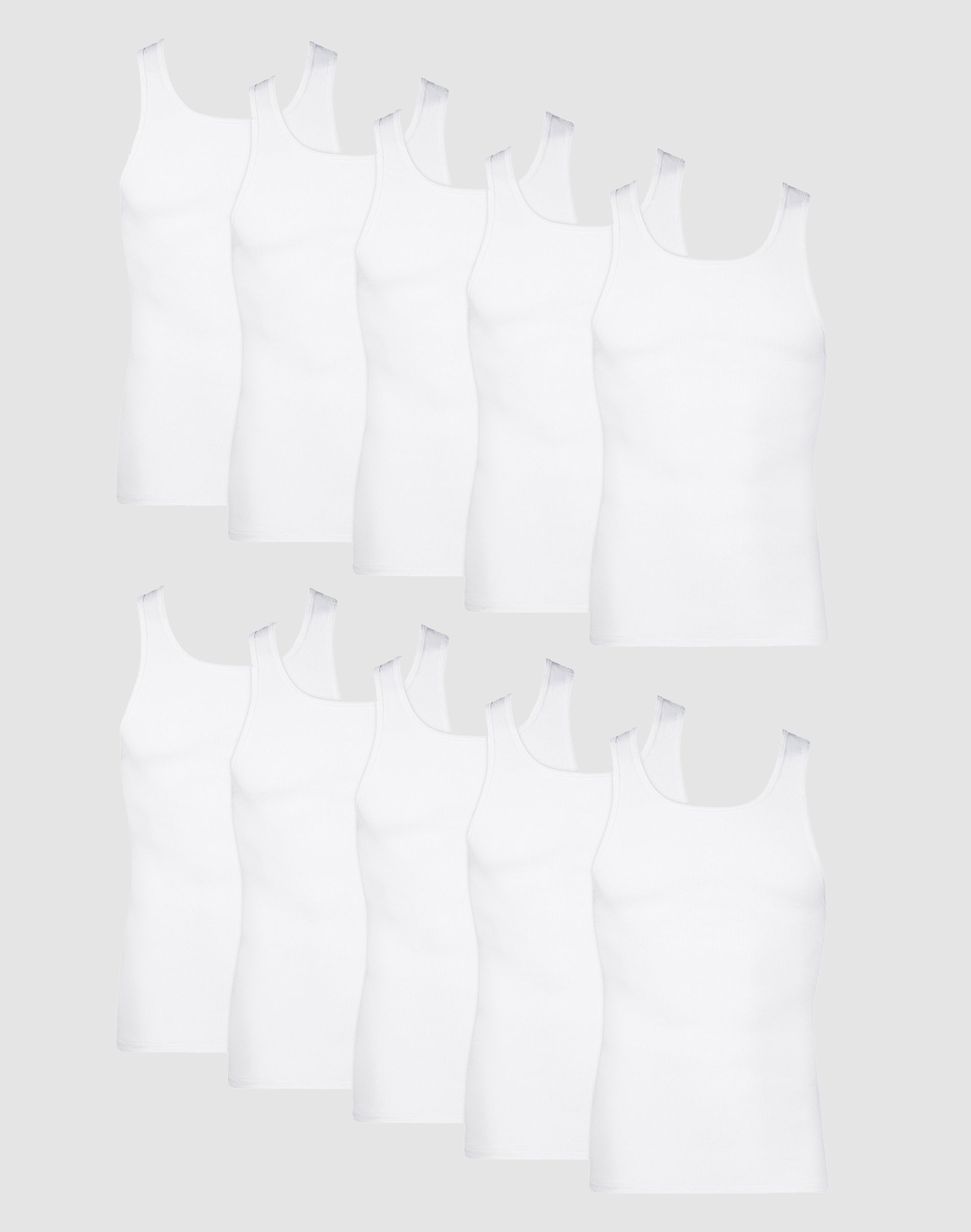 Hanes Tank Undershirt 10-Pack ComfortSoft Value Tag Itch Free Ribbed White S-3XL