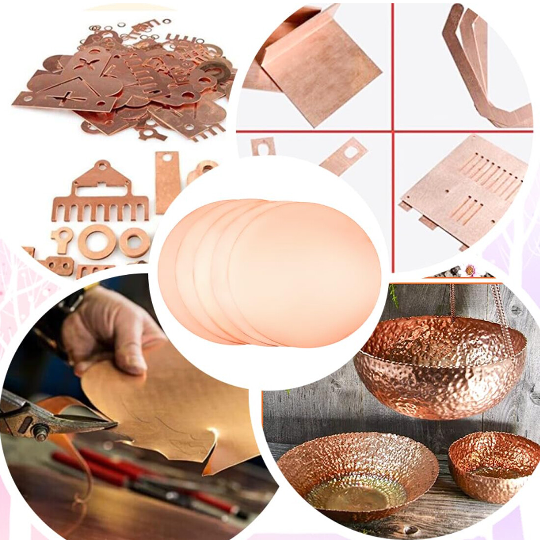 T2 Solids Pure Copper Discs Blanks Metal Round Sheets OD Ø10~300mm Thick 0.3~4mm