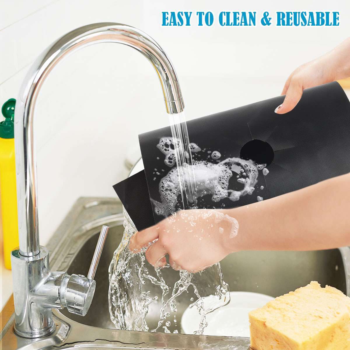 3pcs Gas Range Stove Top Burner Cover Protector Reusable Liner Clean Non-stick