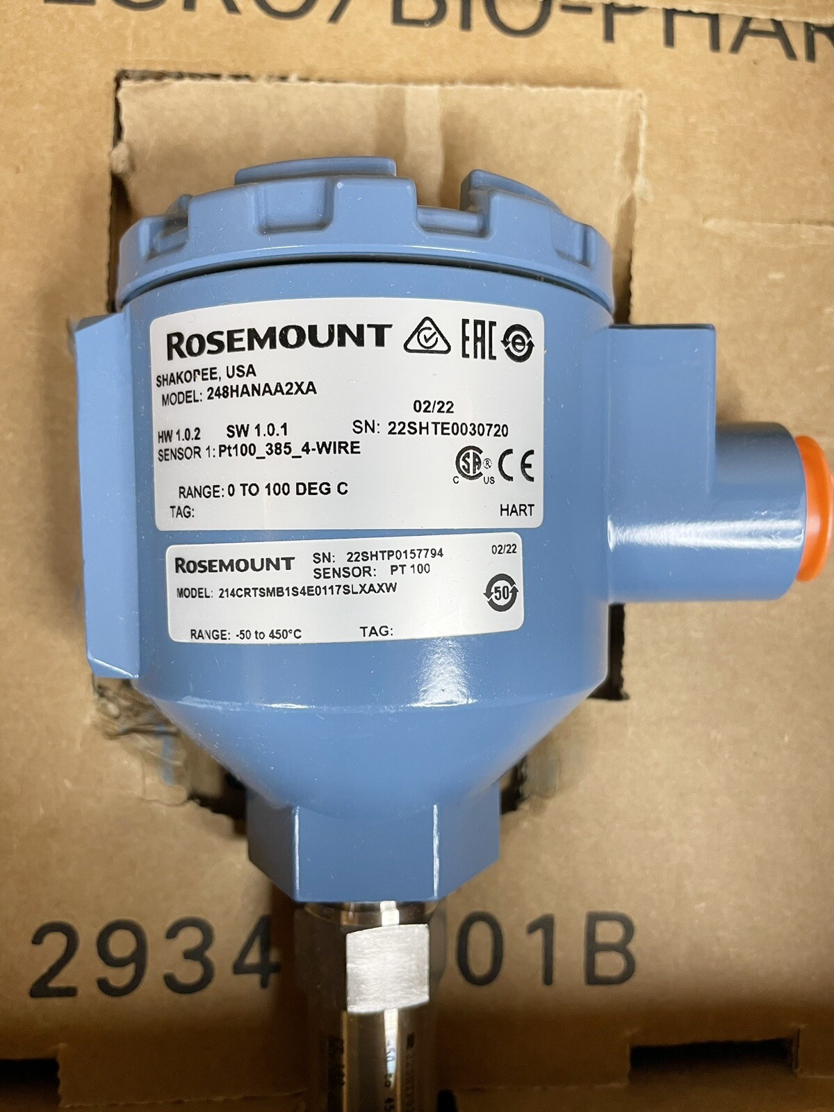 Rosemount 214C RTD Temperature Sensor 214CRTSMB1S4E0117SLXAXW