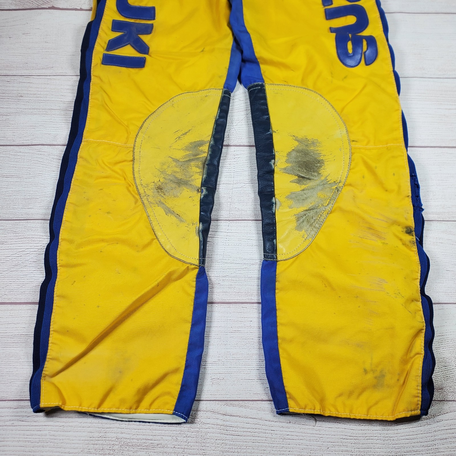 Vintage 70’s O'NEAL Racing Suzuki Dirt Bike Motorcross Pants 30 Yellow Blue USA