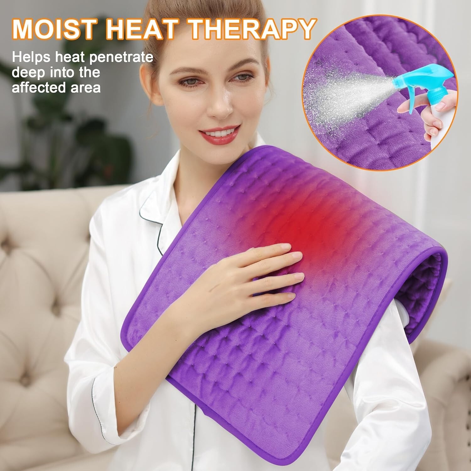 Electric Heating Pad For Back Pain & Cramps Relief 12"x24"6 Level Auto Shut Off