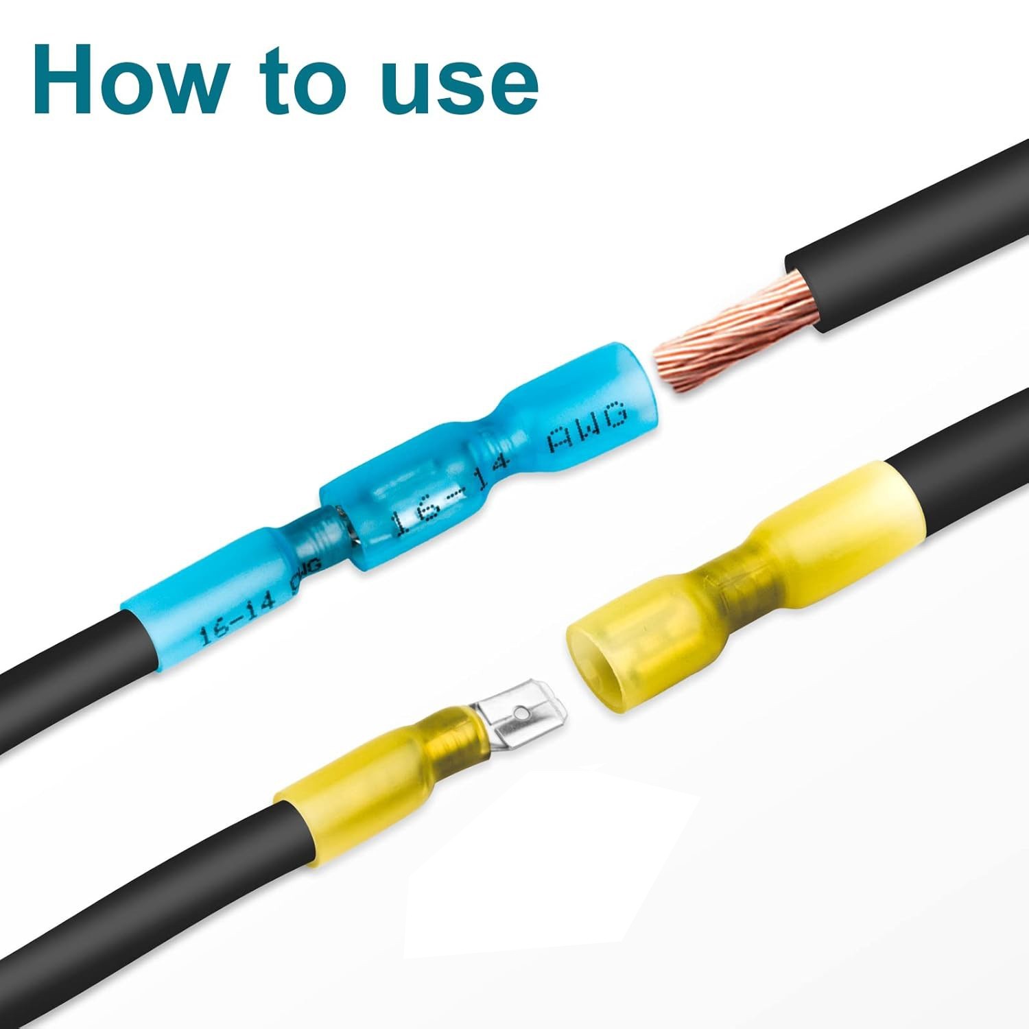 220x Waterproof Heat Shrink Spade Wire Connectors Electrical Crimp Terminals set