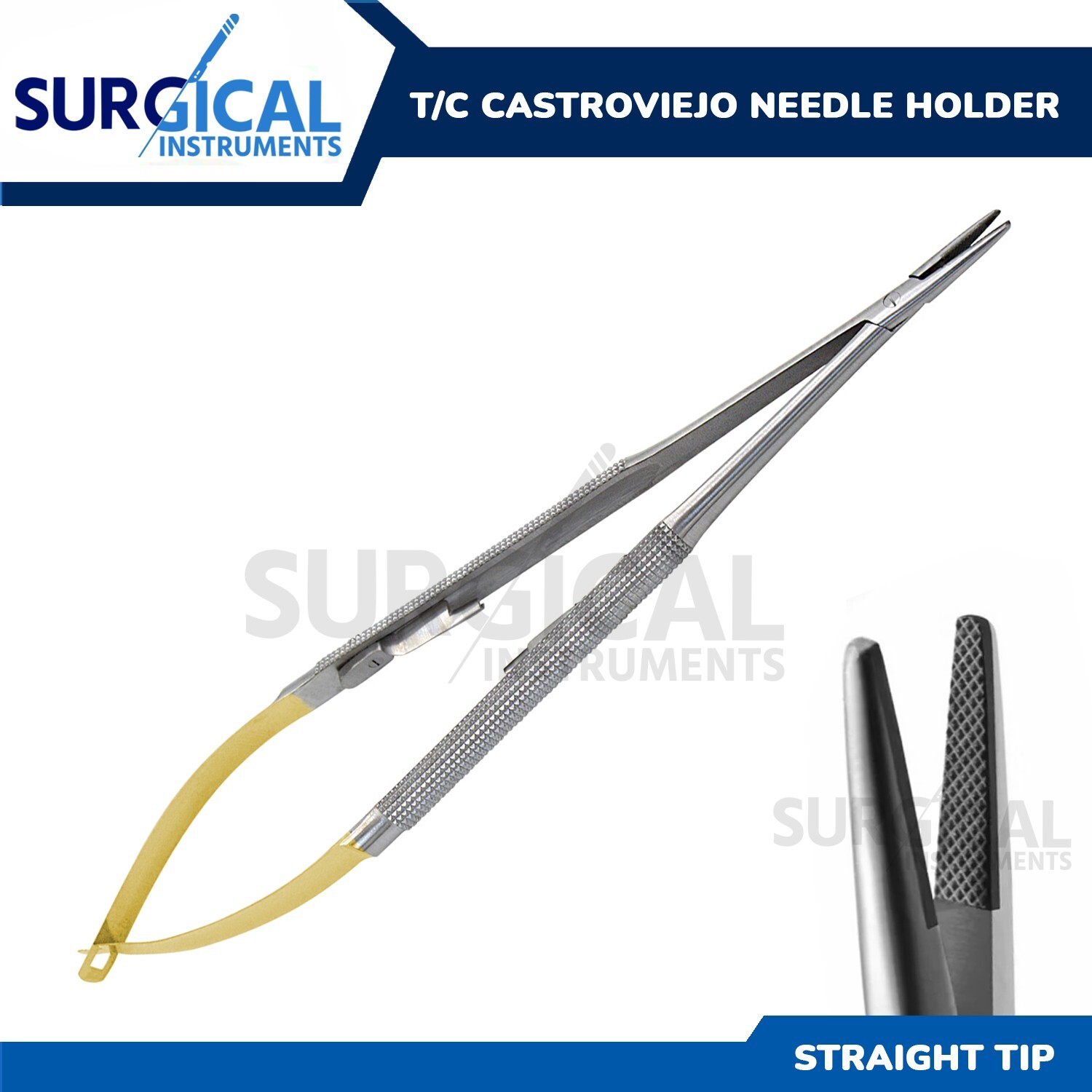 T/C Castroviejo Micro Needle Holder 5.5" Straight W/ Tungsten Carbide German Gr