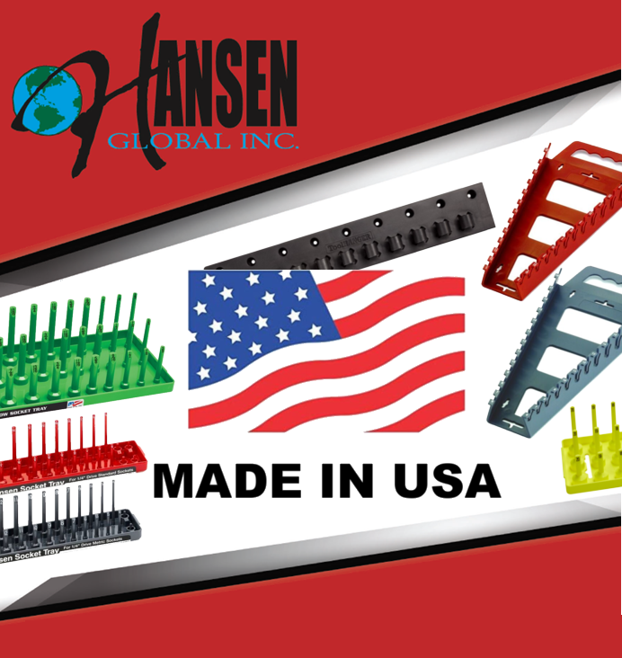 Hansen 3/8" Socket Organizer Tray Holder Metric 3 Row MM Shallow, Semi, Deep USA
