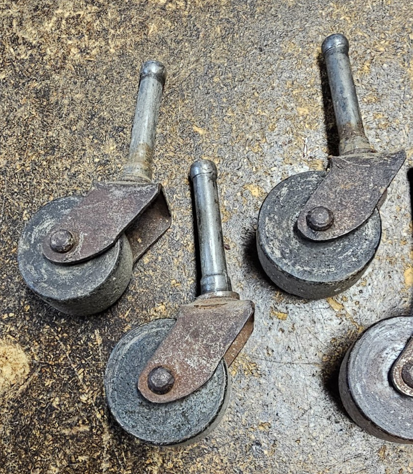 Large Lot of 12 Vintage Caster Wheels Wooden & Steel