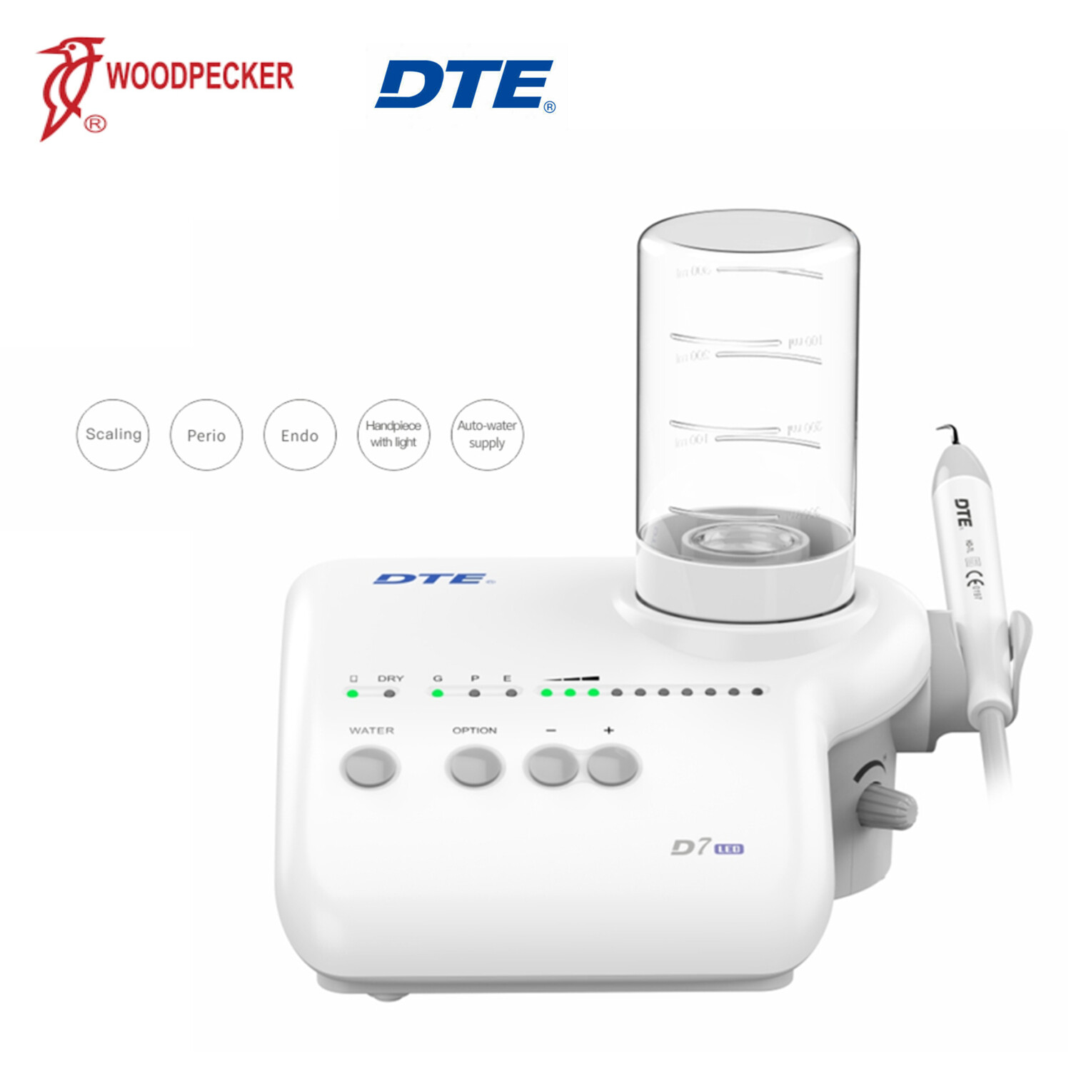 Woodpecker DTE D7 LED Dental Ultrasonic Piezo Scaler HD-7L Fit SATELEC Handpiece