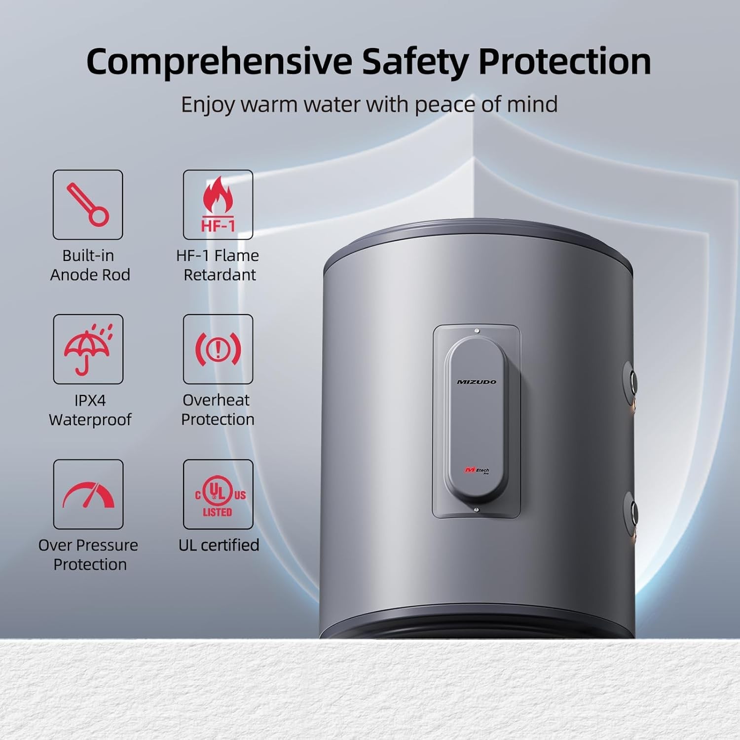 MIZUDO Electric Tank Hot Water Heater,18 Gallon Storage Instant RV Whole House