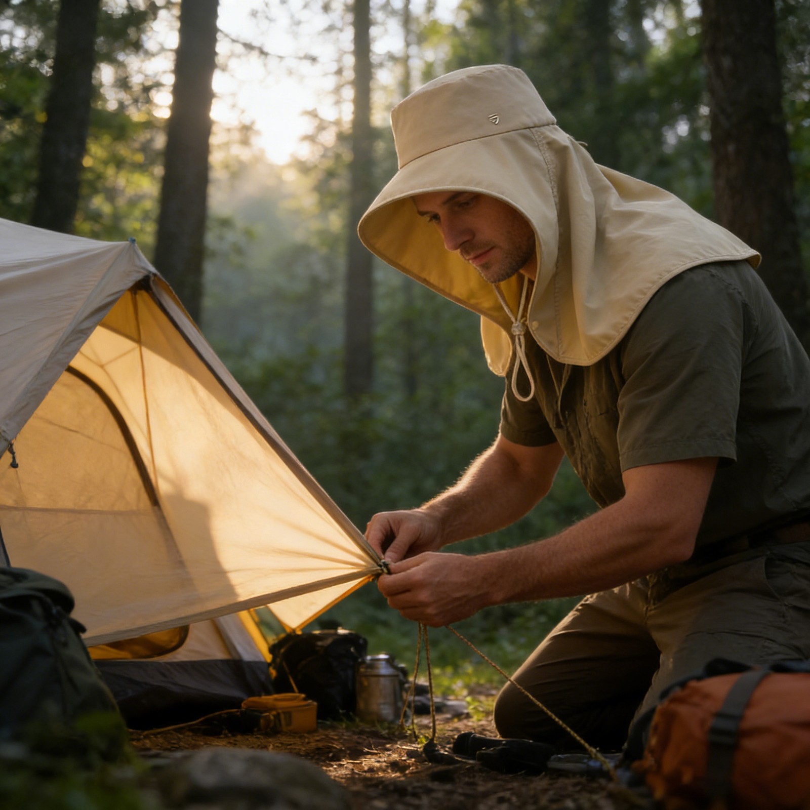 Wide Brim Sun Hat with Neck Flap UV Protection Hiking Fishing Cap for Men Women