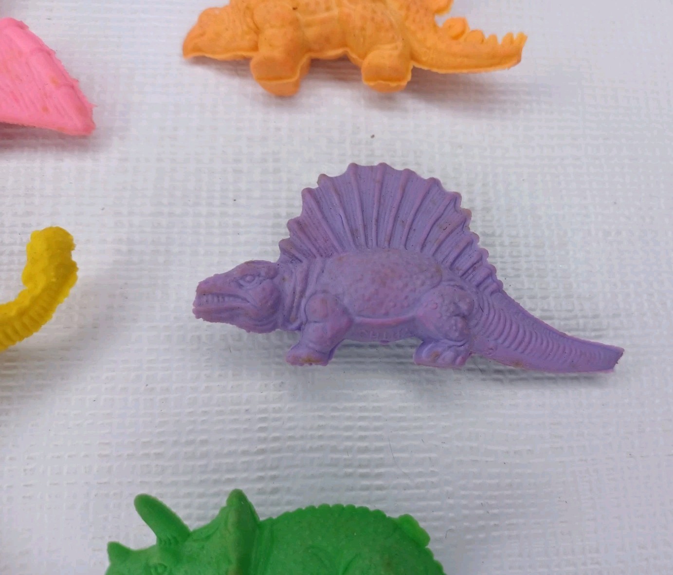Rubber Dinosaur Eraser Set 6 Pieces Erasers With Box Vintage 1978 Emson