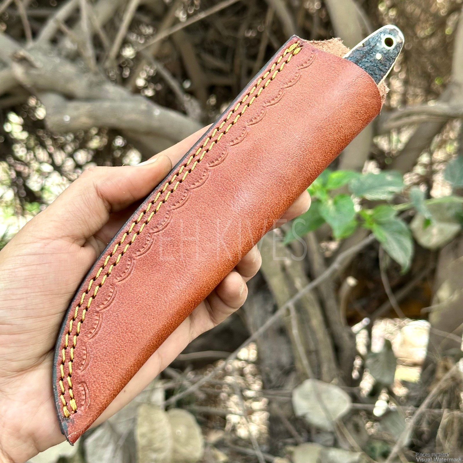 Handmade Genuine Cow Leather Sheath for 8-10 Inch Fixed Blade Hunting Knife