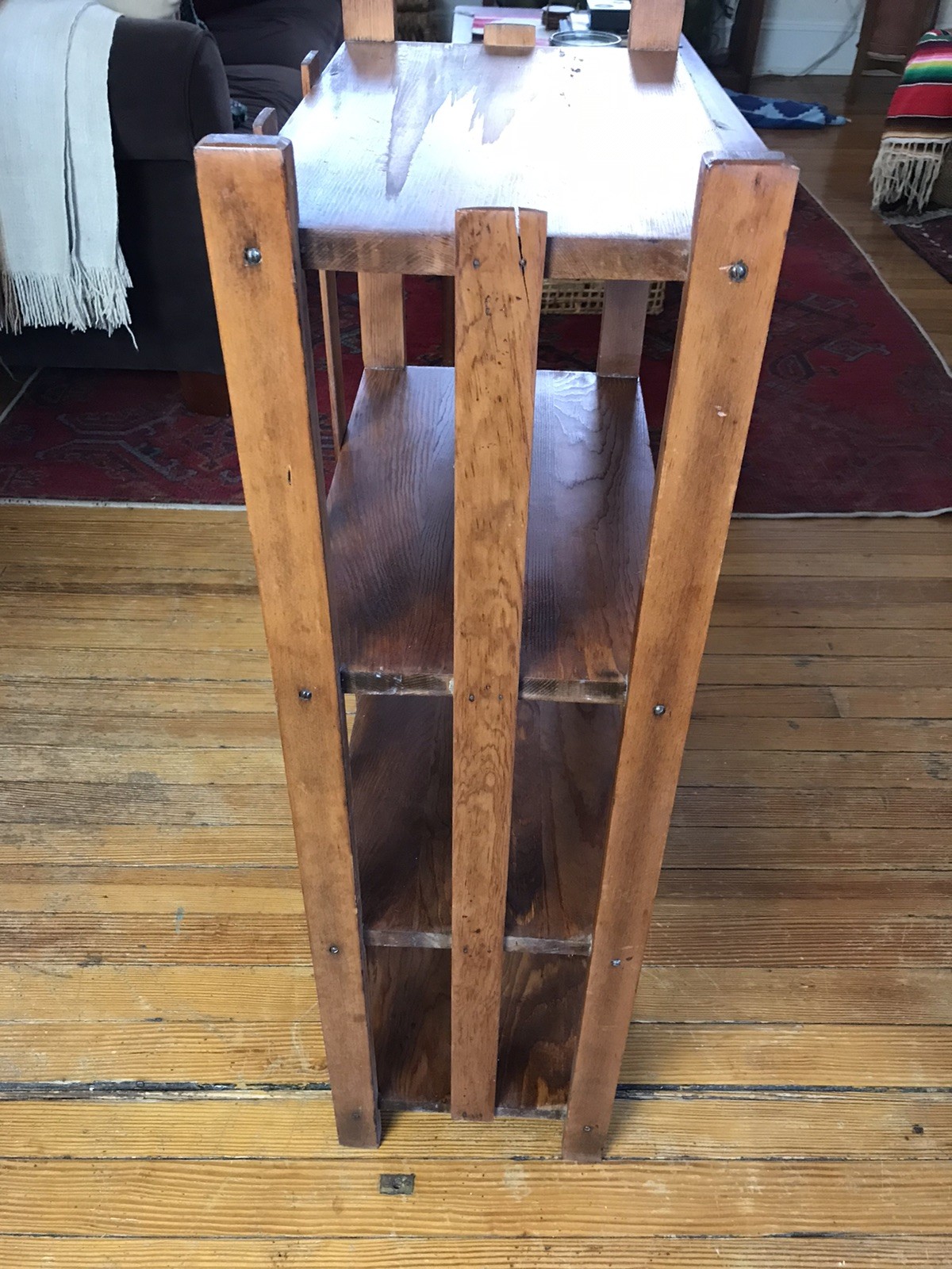 Antique Arts & Crafts Mission Quartersawn Oak Bookcase Shelf Plant Stand 34”H