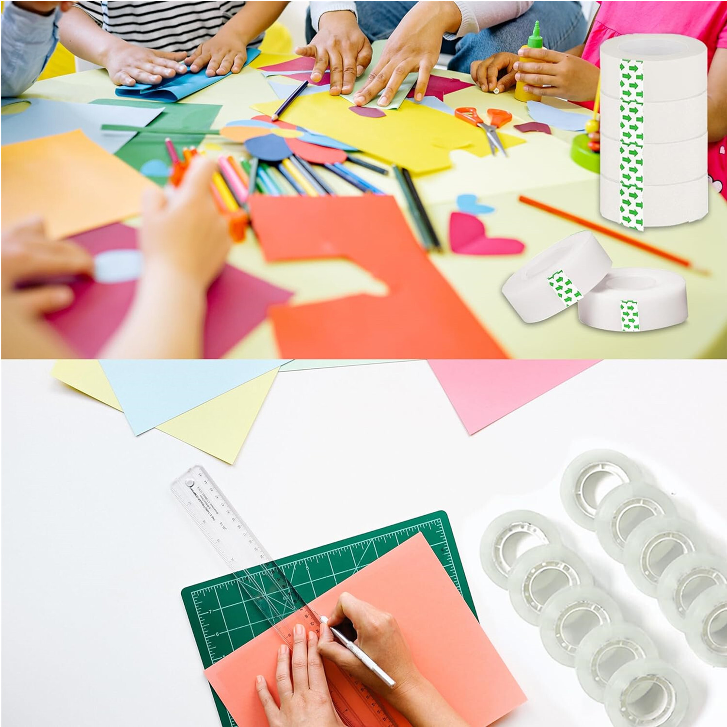 100 Rolls Crystal Small Clear Transparent Tape Dispenser Refill 3/4" x 1000"