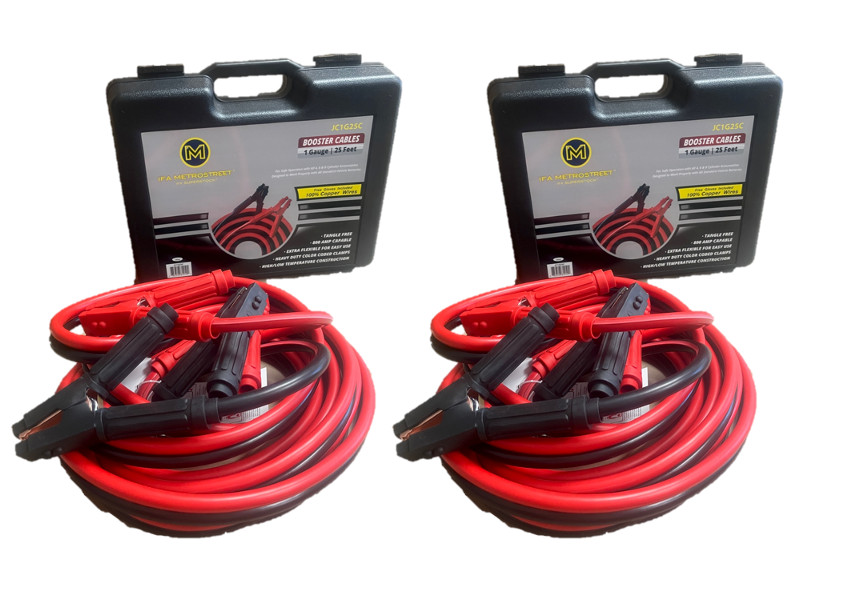 IFA METROSTREET 1 GAUGE BOOSTER JUMPER CABLES 100% COPPER WIRES - 25 FEET-2 SETS