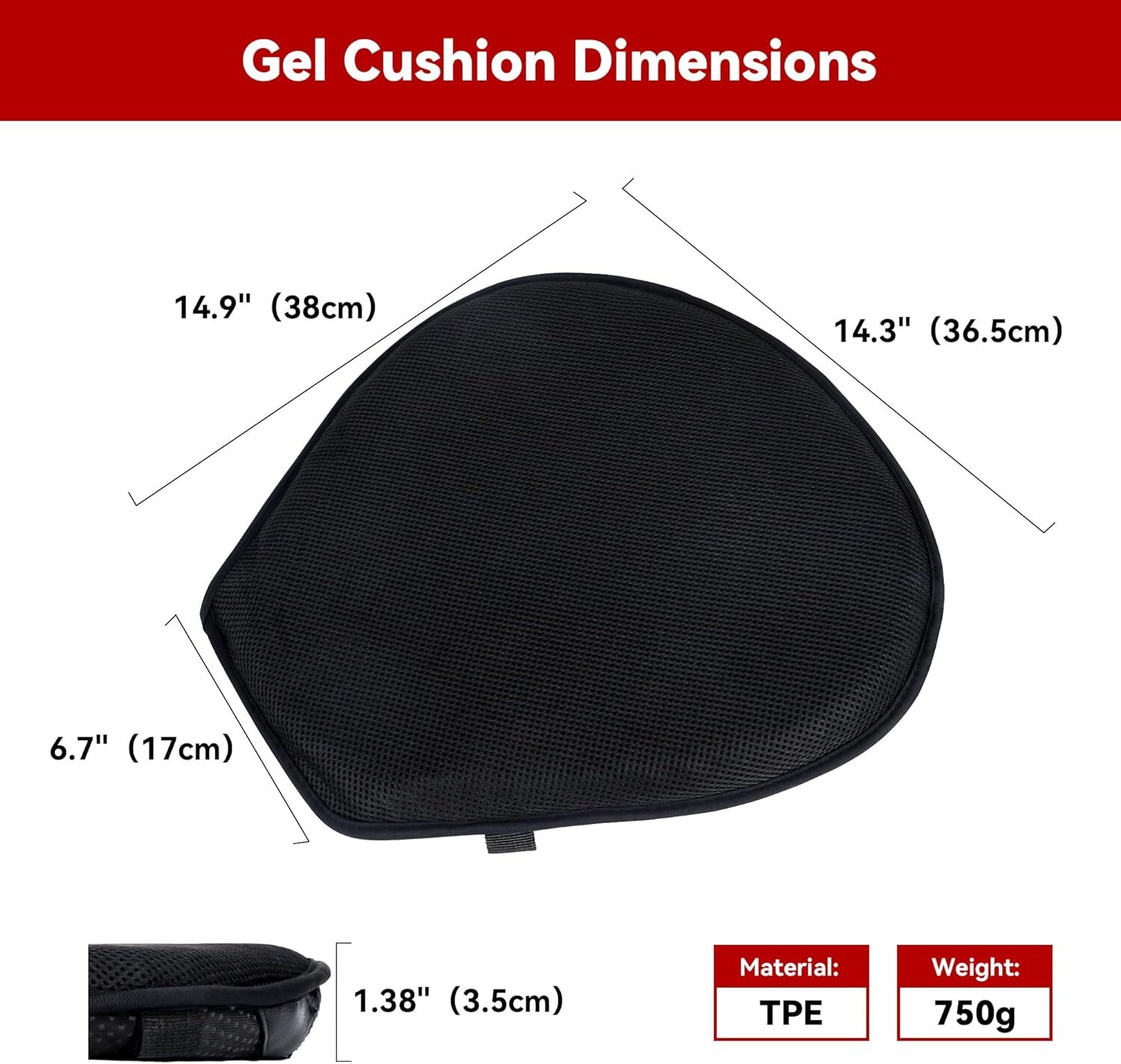 Motorcycle Seat Comfort 3D Gel Seat Cushion Pressure Relief Air Pad Universal US