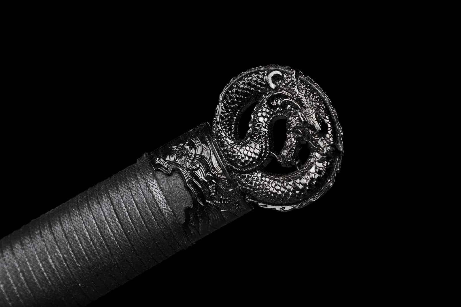 Full Tang 9260 Spring Steel Black Dragon Ninja Sword Japanese Straight Ninjato