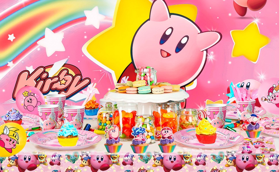 Kirby Star Birthday Party Supplies Pink Kirby Party Decoration Tableware Balloon