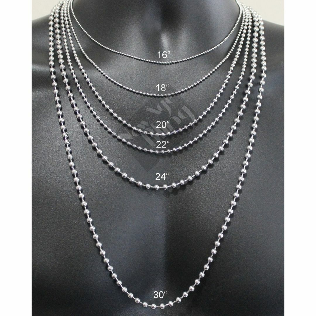 Stainless Steel Ball Chain 16"-40" Dog Tag Bead Necklace 1.5/2/3/4.5mm