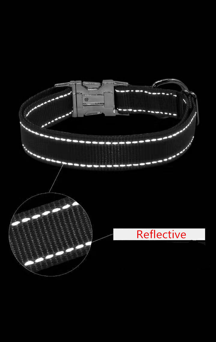 Personalized Nylon dog collar engraved custom ID Tag Name / Number reflective